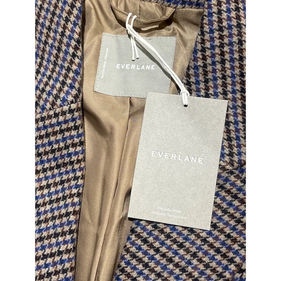 Everlane The ReWool® ’80s Blazer Blue and Brown Houndstooth 10 New Womens - Picture 11 of 16